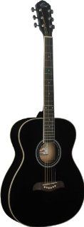 New Oscar Schmidt OA Auditorium Style High Gloss Black Acoustic Guitar Musical Instruments