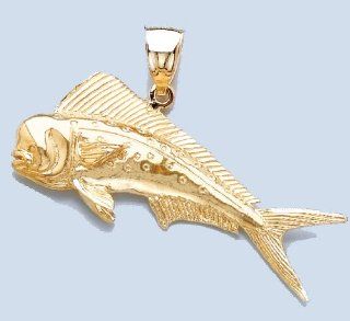 Gold Nautical Charm Pendant 3 D Male Dorado (mahi mahi) Million Charms Jewelry