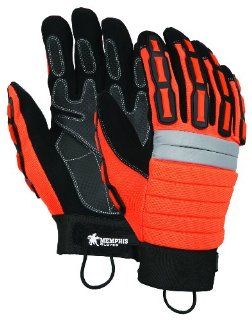 MCR Safety 945XXL High Vis Orange Mining Gloves with Reinforced Palm Patches, Black, 2X Large, 1 Pair   Work Gloves  