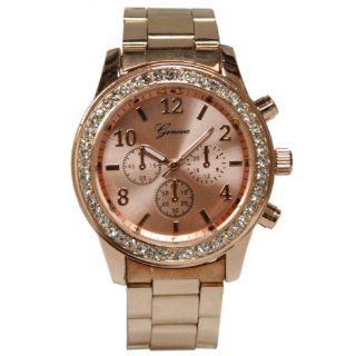 Geneva Crawford Boyfriend Watch Rose Gold Chronograph 9073 in Official Deluxe Limited Edition Gift Box at  Men's Watch store.