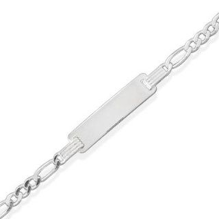 6" Figaro Chain ID Bracelet 925 Sterling Silver Solid Designer Identification Bracelets Jewelry