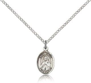 .925 Sterling Silver Saint St. Olivia Medal Pendant 1/2 x 1/4 Inches Trivigliano, Italy 9312  Comes with a .925 Sterling Silver Lite Curb Chain Neckace And a Black velvet Box Jewelry
