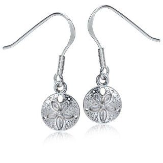 925 Sterling Silver Sand Dollar Dangle Earrings Jewelry