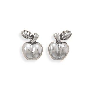 Oxidized Apple Earrings 925 Sterling Silver Jewelry