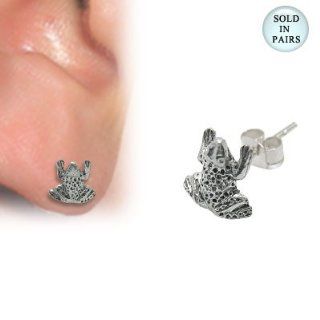 .925 Sterling Silver Toad Ear Studs   ST077 Stud Earrings Jewelry