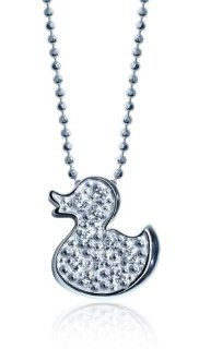 Alex Woo "Little Baby" Diamond and 14k White Gold Ducky Pendant Necklace, 16" Jewelry
