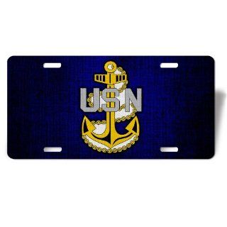 License Plate with U.S. Navy Chief Petty Officer rank insignia (collar device) 