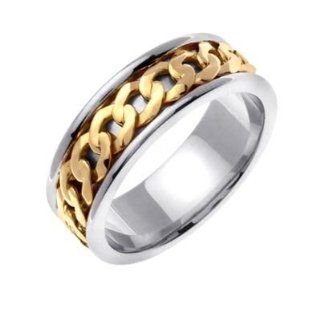 950 Platinum & 18K Gold Two Tone 7mm Celtic Link Wedding Band 4024 Rings Jewelry