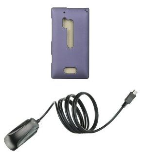 Nokia Lumia 928   Premium Accessory Kit   Lavender Purple Hard Shell Case + ATOM LED Keychain Light + Micro USB Wall Charger Cell Phones & Accessories
