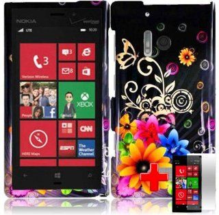 Nokia Lumia 928 (Verizon) 2 Piece Snap On Glossy Hard Plastic Image Case Cover, + LCD Clear Screen Saver Protector Cell Phones & Accessories