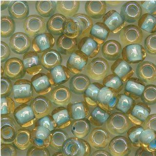 Toho Round Seed Beads 6/0 #952 'Rainbow Lt Topaz/Sea Foam Lined' 8 Gram Tube