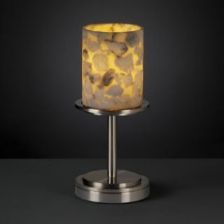 Alabaster Rocks Dakota 12 inch Nickel & Mosaic 1 Light Cylinder Table Lamp    