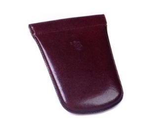 Sage Brown Genuine Leather Burgundy Squeeze Spring Key Case Shoes