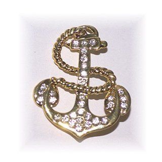 Gold tone nautical fouled anchor pin RSP933B Jewelry