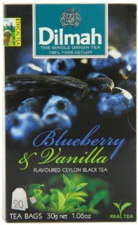 Dilmah Fun Teas String and Tag, Blueberry and Vanilla Flavored Black, 20 Count (Pack of 12)  Grocery Tea Sampler  Grocery & Gourmet Food