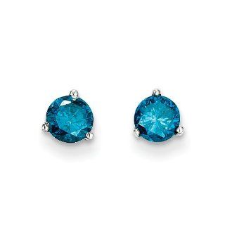 14k .75ct Blue Diamond Stud Earrings Jewelry