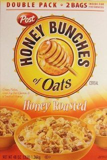 Post Honey Bunches of Oats Honey Roasted 2 Bags Net Wt 48oz  Cold Breakfast Cereals  Grocery & Gourmet Food