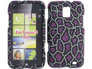 Leopard Pink Cheetah Black Bling Rhinestone Diamond Crystal Faceplate Hard Skin Case Cover for Samsung Focus S SGH i937 Cell Phones & Accessories