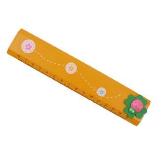 Cartoon Ladybug Leaf Design Yellow Painted Wooden Ruler  Office And School Rulers 