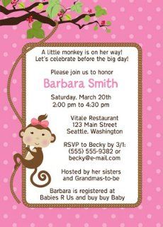 Girl Monkey Baby Shower Invitation Health & Personal Care