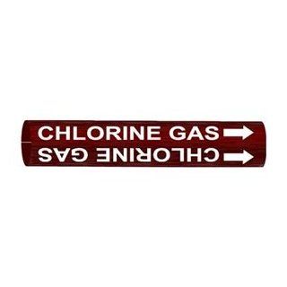 Pipe Marker, Chlorine Gas, Brown, 10to15 In