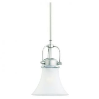 Sea Gull Lighting 61283 965 Single Light Newport Mini Pendant, Clear Highlighted Satin Etched Glass Shade, Antique Brushed Nickel   Ceiling Pendant Fixtures  
