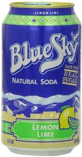 Blue Sky Lemon Lime Soda, 12 Ounce Cans (Pack of 24)  Soda Soft Drinks  Grocery & Gourmet Food