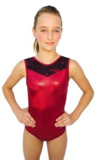 TumbleWear Girl's Leotard Christina  Garnet Red Sequin Child 12 14 Clothing