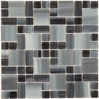 Lagoon Unique Shapes Black Handicraft Series Glossy & Frosted Glass   Glass Tiles  