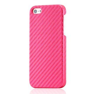 Gearonic AV 5164HPUIB Carbon Fiber Pattern Hard PC Case Back Cover for Apple iPhone 5   Non Retail Packaging   Hot Pink Cell Phones & Accessories