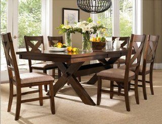 Powell Furniture Kraven 7 Piece Dining Set in Dark Hazelnut Home & Kitchen