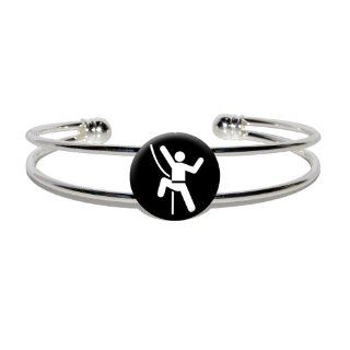 Rock Climbing Repelling Belay   Novelty Silver Plated Metal Cuff Bangle Bracelet  Other Products  