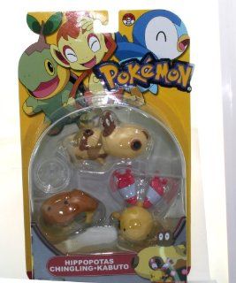 Pokemon Hippopotas, Chingling & Kabuto Action Figure Set Toys & Games