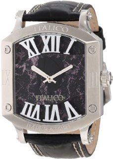 Italico Men's ITIS01 F Imperatore Tonneau Black Marbleized Dial Leather Watch Watches