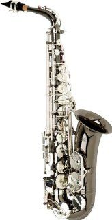 Allora Vienna Series Intermediate Alto Saxophone AAAS 505   Black Nickel Body   Silver Plated Keys Musical Instruments