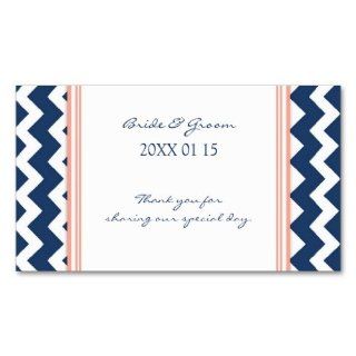 Blue Coral Chevron Wedding Favor Tags Business Card  Business Card Stock 