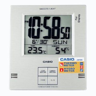 Casio Dq 950 Digital Auto Calendar Thermo Hygrometer Wall Clock with Indoor Temperature Silver Alarm Clock Snooze Battery Included Watches