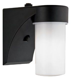 Lithonia OSC 13F 120 P LP BL M6 Outdoor Cylinder Wall Light with Dusk to Dawn Photocell, Black   Wall Porch Lights  