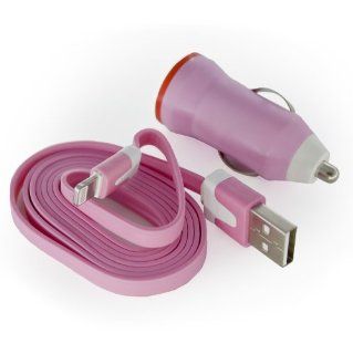 Color Noodle USB Data Cable for Iphone5 + Car Charger Set (pink) Cell Phones & Accessories