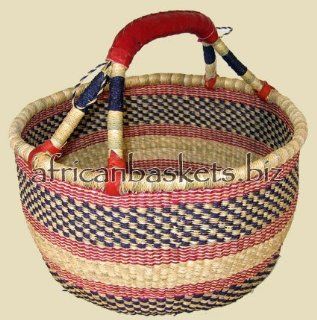 Bolga Baskets International Extra Large Market Basket w/ Leather Wrapped Handle (Colors Vary)   Home Storage Baskets