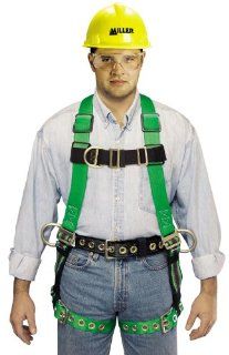 Miller by Honeywell P950FD 77A/CFGN DuraFlex Python Full Body Harnesses with Cushioned Tubular Webbing and Attached to Lanyard or Tag, Custom, Green   Fall Arrest Safety Harnesses  