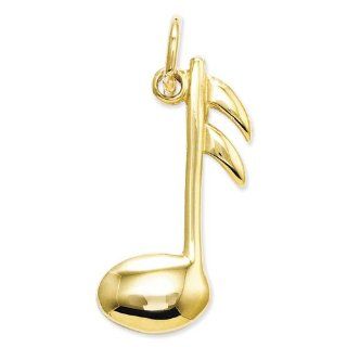14k Polished Flat backed Musical Note Charm, Best Quality Free Gift Box Satisfaction Guaranteed Pendant Necklaces Jewelry