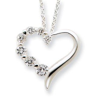 Sterling Silver Cz Heart Journey Necklace, Best Quality Free Gift Box Satisfaction Guaranteed Jewelry