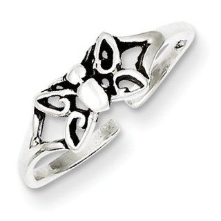 Sterling Silver Antiqued Butterfly Toe Ring, Best Quality Free Gift Box Satisfaction Guaranteed Jewelry