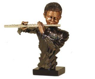 Jazz Flute Player Sculpture  with a dark copper finish  Bust Sculptures  