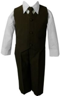 Brown & White Baby Boy & Boys Complete Special Occasion Suit, Shirt, Tie, Vest, Pants (4T, Brown) Business Suit Pants Sets Clothing