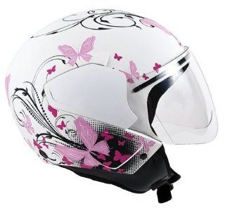 SMS Helmets Visione Butterfly Helmet with Bubble Shield (Pink, Medium) Automotive