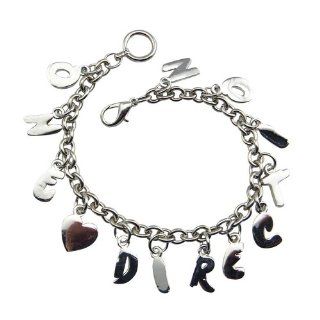 ISHOW One Direction 1D Band Letter Jewelry Silver Color Alloy Charm Bracelet,Free Gift Jewelry