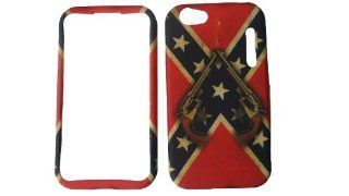 ALCATEL ONE TOUCH 955 RED REBEL CONFEDERATE FLAG SMOKE SMOKING GUNS RUBBERIZED HARD COVER CASE SNAP ON Cell Phones & Accessories