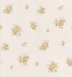 Brewster 980 62736 Silks Flowers and Butterflies Wallpaper, 20.5 Inch by 396 Inch, Orange    